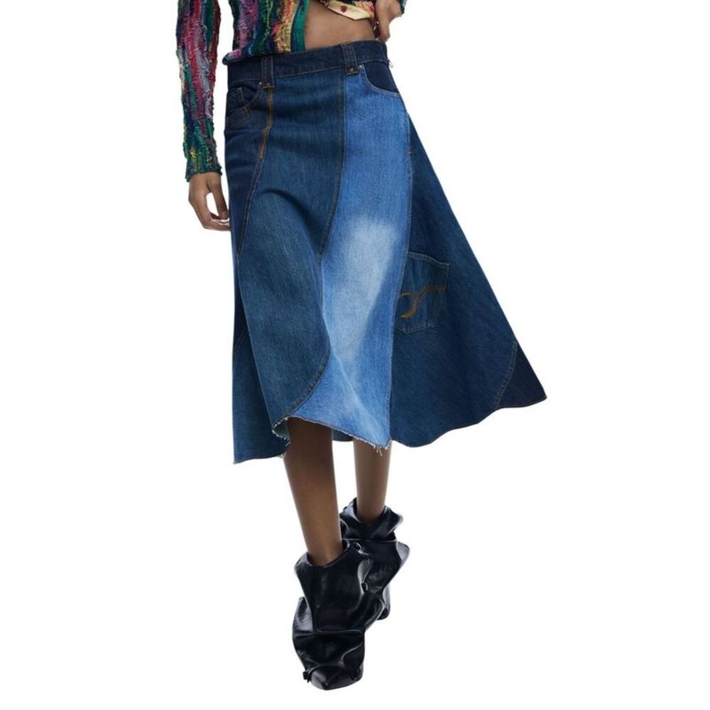 Desigual Blue Cotton Long Women's Skirt